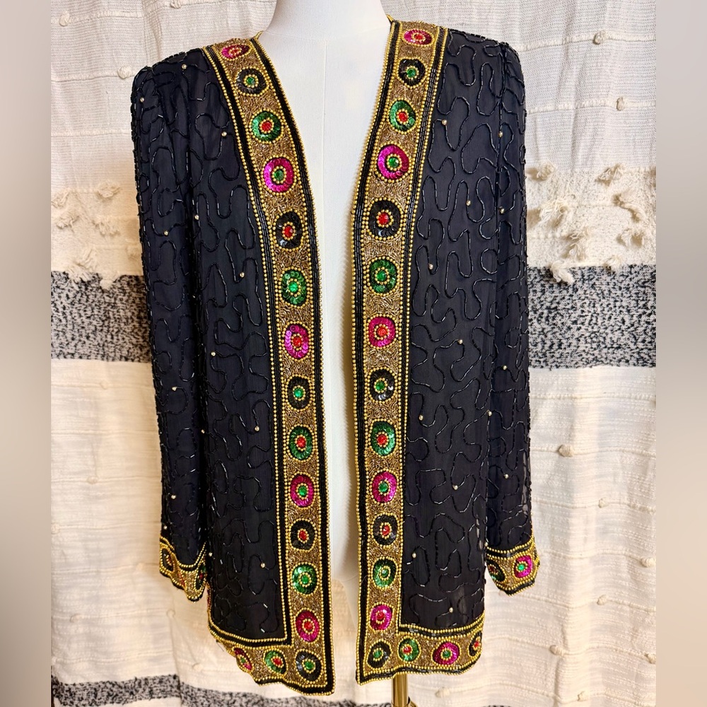 Vintage 80’s Laurence Kazar New York Sequined and Beaded Blazer